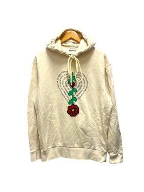 Moncler JW Anderson Hoodie Cotton Print Backing Brushed Long Sleeve S White